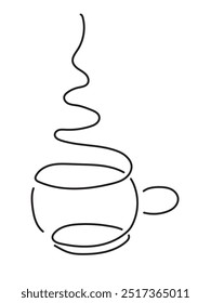 Line art hand drawn toonish cup of hot beverage (tea, coffee, water, other) isolated on white background (backdrop). Drink. Vector illustration.