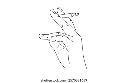 line art of hand holding cigarette illustration