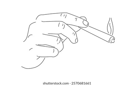 line art of hand holding cigarette illustration