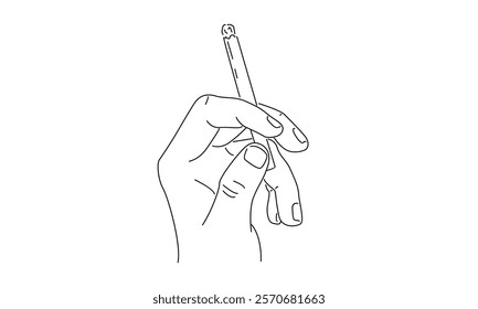 line art of hand holding cigarette illustration