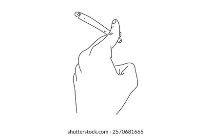 line art of hand holding cigarette illustration