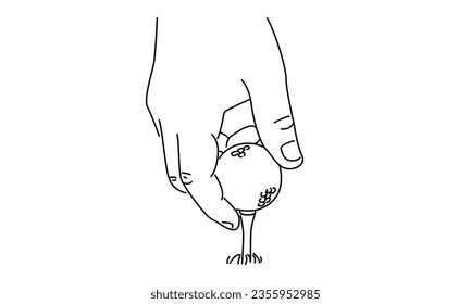 line art of hand holding golf ball