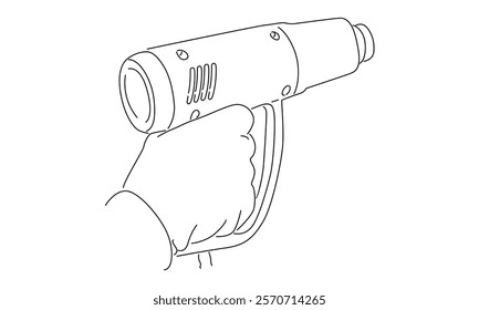 line art of hand holding heatgun illustration