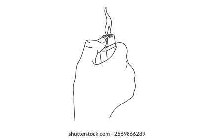 line art of hand holding lighter illustration