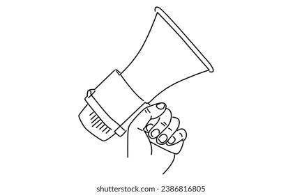 line art of hand holding megaphone