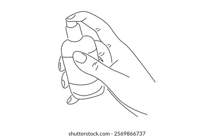 line art of hand holding perfume illustration