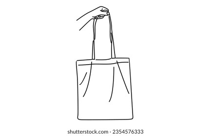 line art of hand holding shopping bags