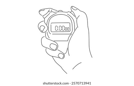 line art of hand holding stopwatch illustration