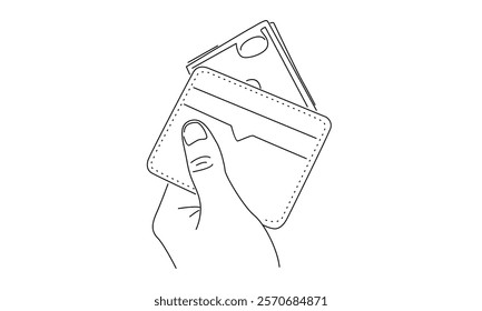 line art of hand holding wallet