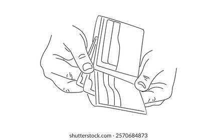 line art of hand holding wallet