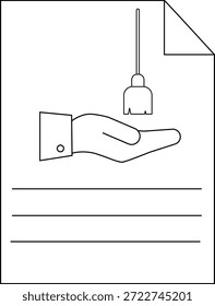 Line art of a hand janitors mop file lines on paper sheet