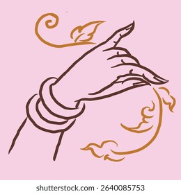 Line art of hand vector for illustration, card, decoration