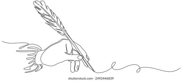 line art hand writing continuous line art drawing hand with pen line art illustration