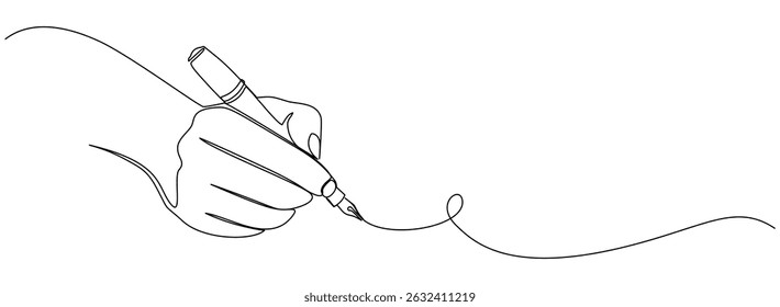 line art hand writing continuous line art drawing hand with pen line art illustration