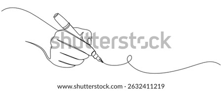 line art hand writing continuous line art drawing hand with pen line art illustration