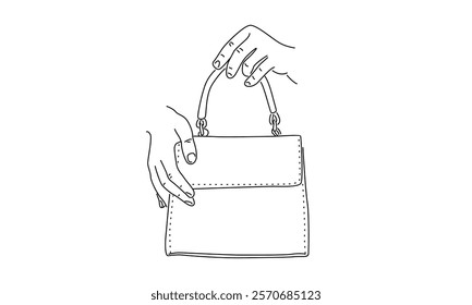 line art of handbag illustration