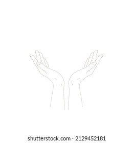 Manos de arte de línea, iconos en blanco y negro