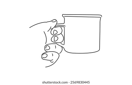 line art of hands holding a coffee cup