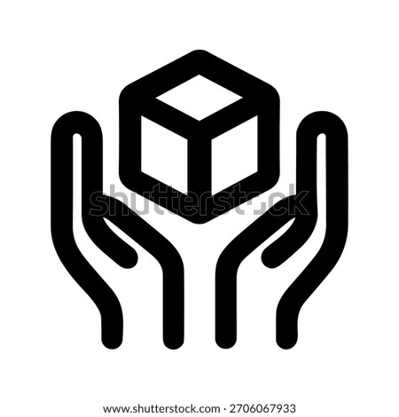 Line Art Hands Holding Cube Geometric Shape Icon for Protection
