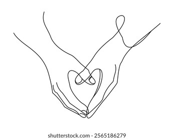  line art hands making heart symbol of love vector art illustration