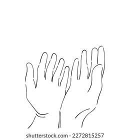 line art of hands in praying gesture. Supplication concept art.