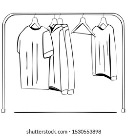Line art hanger with clothes