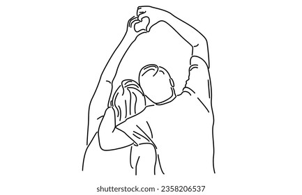 line art of happy couple vector illustration