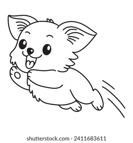Line art of happy dog jumping vector