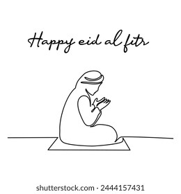 line art of Happy eid al fitr good for id al fitr celebrate. line art. illustration.