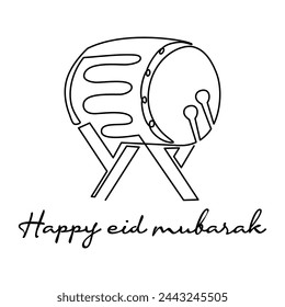 line art of Happy eid mubarak good for eid mubarak celebrate. line art. illustration.
