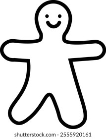 Line Art Happy Gingerbreadman Christmast