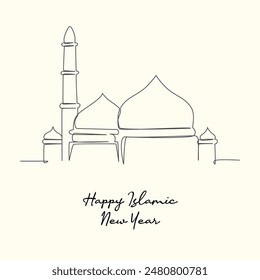 line art of Happy Islamic New Year good for Happy Islamic New Year celebrate. line art.
