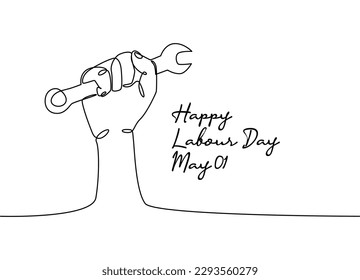 arte de la línea del feliz día del trabajo que se celebra el día del trabajo. ilustración de línea.