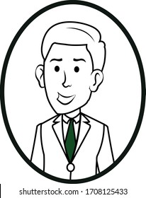 line art of a happy man inside a mirror