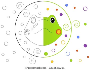 line art happy plenty  green frog carnival.