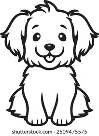 Line Art of Happy Puppy Sitting es un encantador Vector de dibujos animados perfecto para diseños infantiles, logotipos y proyectos lúdicos. ¡Dale un toque alegre a esta adorable ilustración!