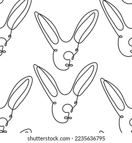 Line art hare. Bunny outline seamless pattern. Easter wrapping, Christmas greeting, invitations, postcards and other projects. Cute bunny pattern.