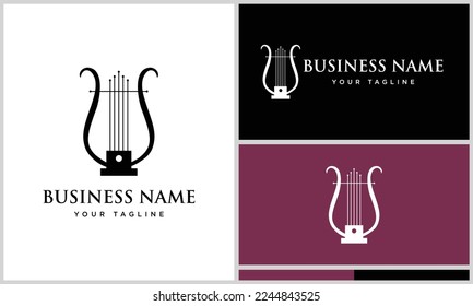 line art harp logo template