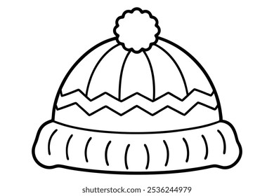 Line art hat coloring elements doodle vector winter Cap outline illustration