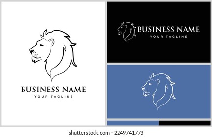line art head lion logo