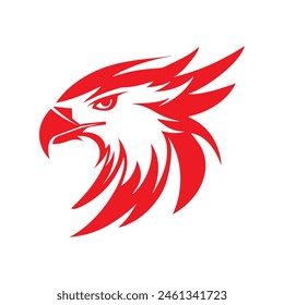 line art Head of School Eagle Mascot Simple Logo illustration facing sideways on white background
