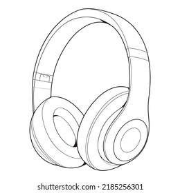 Line Art Headphones Vector Illustration, Music Concept, Line art vector, Portable earphones, Headphones Vector
