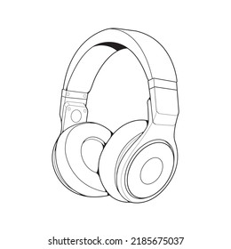 Line Art Headphones Vector Illustration, Music Concept, Line art vector, Portable earphones, Headphones Vector
