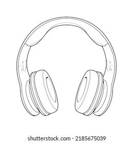 Line Art Headphones, Vektorgrafik, Musikkonzept, Line Art Vektorgrafik, Portable-Kopfhörer, Kopfhörer, Vektorgrafik
