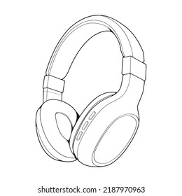 Line Art Headphones Vector Illustration, Music Concept, Line art vector, Portable earphones, Headphones Vector
