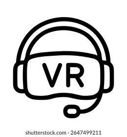 Headset Line Art com ícone de tecnologia VR para jogos de realidade virtual