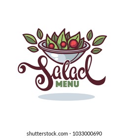 Line Art Healthy Cooking Logo And  Organic Food Symbols For Your Salad Bar Or Vegan Menu