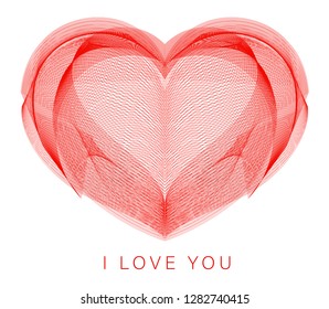 Line art heart. Abstract vector illustration of digital creative graphic love symbol. Romantic network icon on isolated white background with I love you sign
