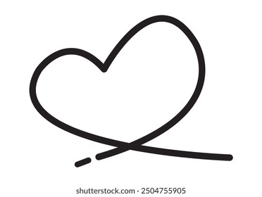 Line Art Heart Continuous. Editable Clip Art.