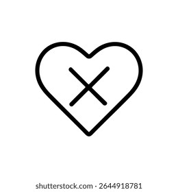 Line Art Heart with Cross Symbol Simple Shape Sign Icon